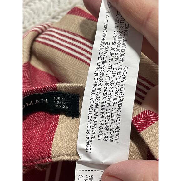 NWT Zara Woman Circle Skirt Knee Length Womens Sz Medium Pockets Stripes Red Tan - Picture 11 of 12